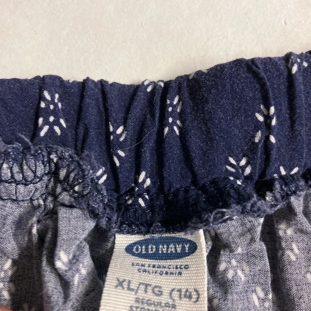 Girl’s Bandana Print Skirt, XL 14, Navy Blue/Cream White